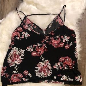 floral print top , spaghetti strap